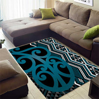 Maori Taniko Patterns Area Rug Azure Patiki Motifs Mix Whakairo Ngaru LT7 - Polynesian Pride