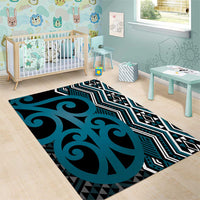 Maori Taniko Patterns Area Rug Azure Patiki Motifs Mix Whakairo Ngaru LT7 - Polynesian Pride