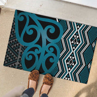 Maori Taniko Patterns Rubber Doormat Azure Patiki Motifs Mix Whakairo Ngaru