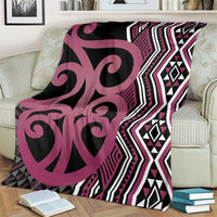 Maori Taniko Patterns Blanket Pink Patiki Motifs Mix Whakairo Ngaru LT7 - Polynesian Pride