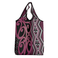 Maori Taniko Patterns Grocery Bag Pink Patiki Motifs Mix Whakairo Ngaru LT7 - Polynesian Pride