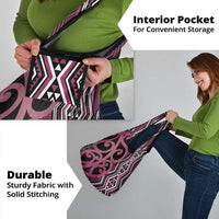 Maori Taniko Patterns Grocery Bag Pink Patiki Motifs Mix Whakairo Ngaru LT7 - Polynesian Pride