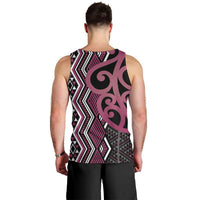 Maori Taniko Patterns Men Tank Top Pink Patiki Motifs Mix Whakairo Ngaru