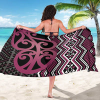 Maori Taniko Patterns Sarong Pink Patiki Motifs Mix Whakairo Ngaru LT7 - Polynesian Pride