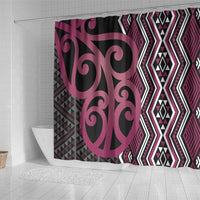 Maori Taniko Patterns Shower Curtain Pink Patiki Motifs Mix Whakairo Ngaru LT7 - Polynesian Pride