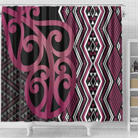 Maori Taniko Patterns Shower Curtain Pink Patiki Motifs Mix Whakairo Ngaru LT7 - Polynesian Pride
