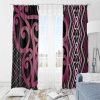 Maori Taniko Patterns Window Curtain Pink Patiki Motifs Mix Whakairo Ngaru LT7 - Polynesian Pride