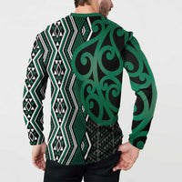 Maori Taniko Patterns Button Sweatshirt Pounamu Patiki Motifs Mix Whakairo Ngaru