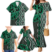 Maori Taniko Patterns Family Matching Mermaid Dress and Hawaiian Shirt Pounamu Patiki Motifs Mix Whakairo Ngaru LT7 - Polynesian Pride