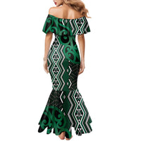 Maori Taniko Patterns Family Matching Mermaid Dress and Hawaiian Shirt Pounamu Patiki Motifs Mix Whakairo Ngaru LT7 - Polynesian Pride