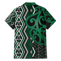 Maori Taniko Patterns Family Matching Off Shoulder Maxi Dress and Hawaiian Shirt Pounamu Patiki Motifs Mix Whakairo Ngaru LT7 - Polynesian Pride
