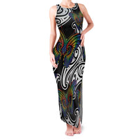 Aotearoa Takatapui Pride Family Matching Tank Maxi Dress and Hawaiian Shirt Rainbow Butterfly - Free To Love LT7 Mom's Dress Black - Polynesian Pride