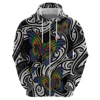 Aotearoa Takatapui Pride Hoodie Rainbow Butterfly - Free To Love