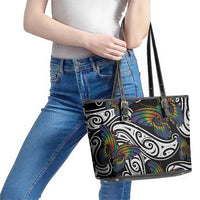 Aotearoa Takatapui Pride Leather Tote Bag Rainbow Butterfly - Free To Love