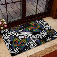 Aotearoa Takatapui Pride Rubber Doormat Rainbow Butterfly - Free To Love