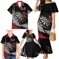 New Zealand Darts Personalised Family Matching Mermaid Dress and Hawaiian Shirt Silver Fern Dynamic LT7 - Polynesian Pride