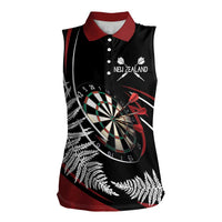 New Zealand Darts Personalised Women Sleeveless Polo Shirt Silver Fern Dynamic