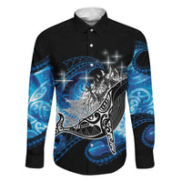Maori Matariki Te Araroa Paikea Starry Family Matching Tank Maxi Dress and Hawaiian Shirt Tangaroa Whakatauki LT7 Dad's Shirt - Long Sleeve Black - Polynesian Pride