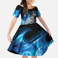 Maori Matariki Te Araroa Paikea Starry Kid Short Sleeve Dress Tangaroa Whakatauki