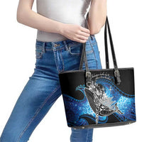 Maori Matariki Te Araroa Paikea Starry Leather Tote Bag Tangaroa Whakatauki
