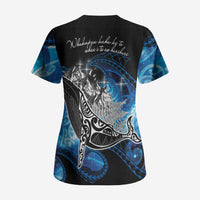 Maori Matariki Te Araroa Paikea Starry Scrub Top Tangaroa Whakatauki