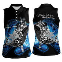 Maori Matariki Te Araroa Paikea Starry Women Sleeveless Polo Shirt Tangaroa Whakatauki