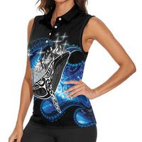 Maori Matariki Te Araroa Paikea Starry Women Sleeveless Polo Shirt Tangaroa Whakatauki