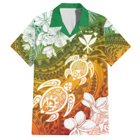 Kanaka Maoli Hawaii Flag Day Family Matching Tank Maxi Dress and Hawaiian Shirt Vibrant Frangipani
