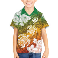 Kanaka Maoli Hawaii Flag Day Family Matching Tank Maxi Dress and Hawaiian Shirt Vibrant Frangipani