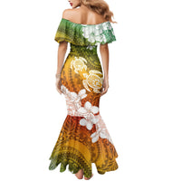 Kanaka Maoli Hawaii Flag Day Mermaid Dress Vibrant Frangipani