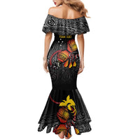 Personalized Papua New Guinea Milne Bay Family Matching Mermaid Dress and Hawaiian Shirt Bagi Necklace Mix Lime Pot Grunge LT7 - Polynesian Pride