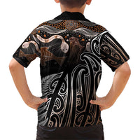 Aotearoa Maori - Australia Indigenous Family Matching Short Sleeve Bodycon Dress and Hawaiian Shirt Koiri Whakairo Mix Aboriginal Art LT7 - Polynesian Pride