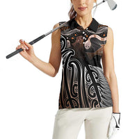 Aotearoa Maori - Australia Indigenous Women Sleeveless Polo Shirt Koiri Whakairo Mix Aboriginal Art - Polynesian Pride