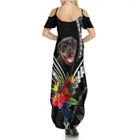 Personalised Polynesian Dog Summer Maxi Dress Rottweiler With Polynesia Pattern Curve Style LT7 - Polynesian Pride
