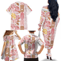Christmas Aloha Hawaii Tiki Family Matching Off The Shoulder Long Sleeve Dress and Hawaiian Shirt Hibiscus Spring Colors LT7 - Polynesian Pride