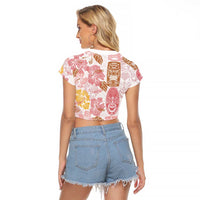 Christmas Aloha Hawaii Tiki Raglan Cropped T Shirt Hibiscus Spring Colors - Polynesian Pride