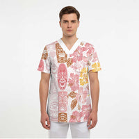 Christmas Aloha Hawaii Tiki Scrub Top Hibiscus Spring Colors - Polynesian Pride