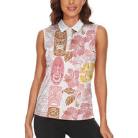 Christmas Aloha Hawaii Tiki Women Sleeveless Polo Shirt Hibiscus Spring Colors - Polynesian Pride