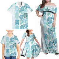 Christmas Aloha Hawaii Tiki Family Matching Off Shoulder Maxi Dress and Hawaiian Shirt Hibiscus Summer Colors LT7 - Polynesian Pride