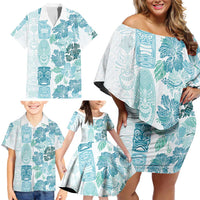 Christmas Aloha Hawaii Tiki Family Matching Off Shoulder Short Dress and Hawaiian Shirt Hibiscus Summer Colors LT7 - Polynesian Pride