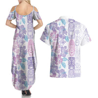Christmas Aloha Hawaii Tiki Couples Matching Summer Maxi Dress and Hawaiian Shirt Hibiscus Winter Colors LT7 - Polynesian Pride