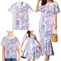 Christmas Aloha Hawaii Tiki Family Matching Mermaid Dress and Hawaiian Shirt Hibiscus Winter Colors LT7 - Polynesian Pride