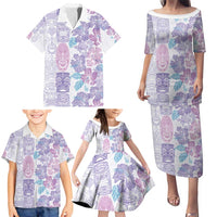 Christmas Aloha Hawaii Tiki Family Matching Puletasi and Hawaiian Shirt Hibiscus Winter Colors LT7 - Polynesian Pride