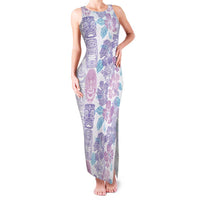 Christmas Aloha Hawaii Tiki Family Matching Tank Maxi Dress and Hawaiian Shirt Hibiscus Winter Colors LT7 Mom's Dress Lavender - Polynesian Pride