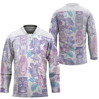 Christmas Aloha Hawaii Tiki Hockey Jersey Hibiscus Winter Colors - Polynesian Pride