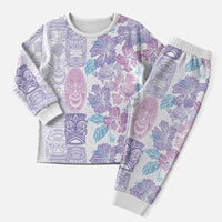 Christmas Aloha Hawaii Tiki Christmas Pajama Set Hibiscus Winter Colors LT7 Men Lavender - Polynesian Pride
