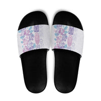 Christmas Aloha Hawaii Tiki Slide Sandals Hibiscus Winter Colors - Polynesian Pride
