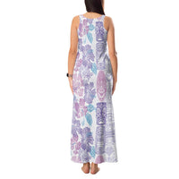 Christmas Aloha Hawaii Tiki Tank Maxi Dress Hibiscus Winter Colors - Polynesian Pride