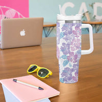 Christmas Aloha Hawaii Tiki Tumbler With Handle Hibiscus Winter Colors - Polynesian Pride