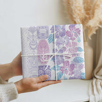 Christmas Aloha Hawaii Tiki Wrapping Paper Hibiscus Winter Colors